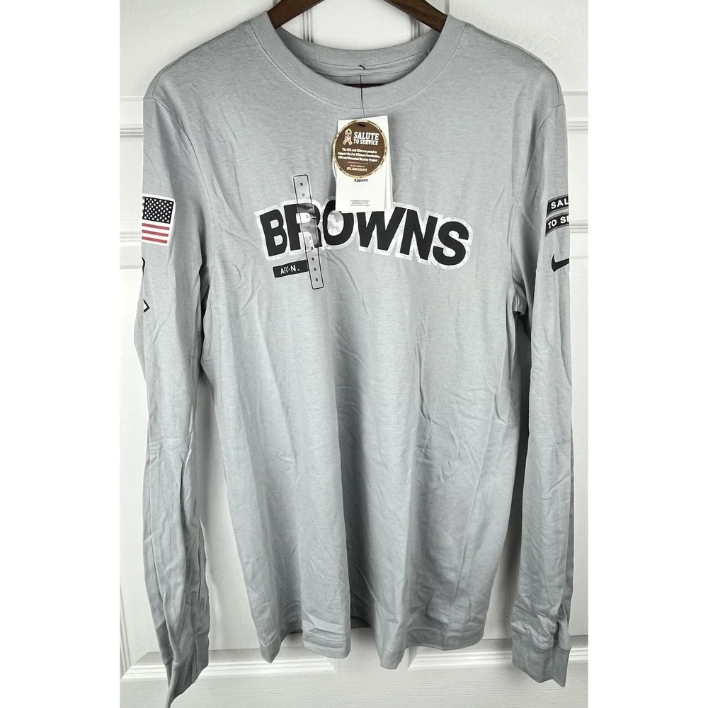 Cleveland Browns Nike Shirt Mens Small Gray NFL Football Salute To‎ Service NEW